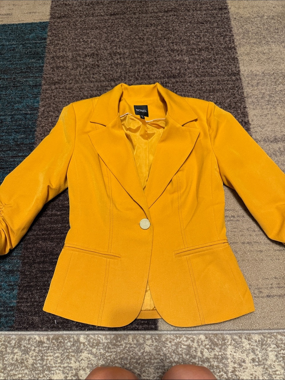 XOXO Women's Golden Yellow Single-Button Blazer